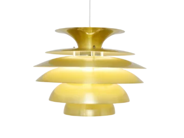 Złota lampa vintage, Dania, lata 70