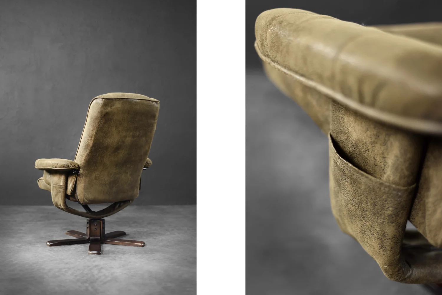Lounge swivel armchair with footstool, Denmark, 1960s