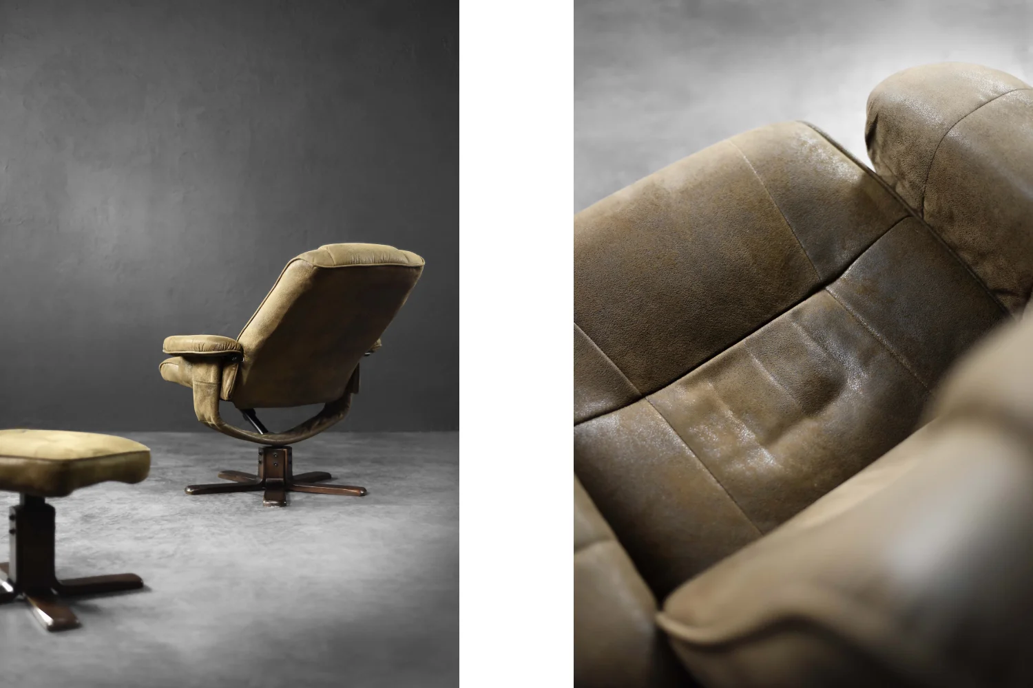 Lounge swivel armchair with footstool, Denmark, 1960s