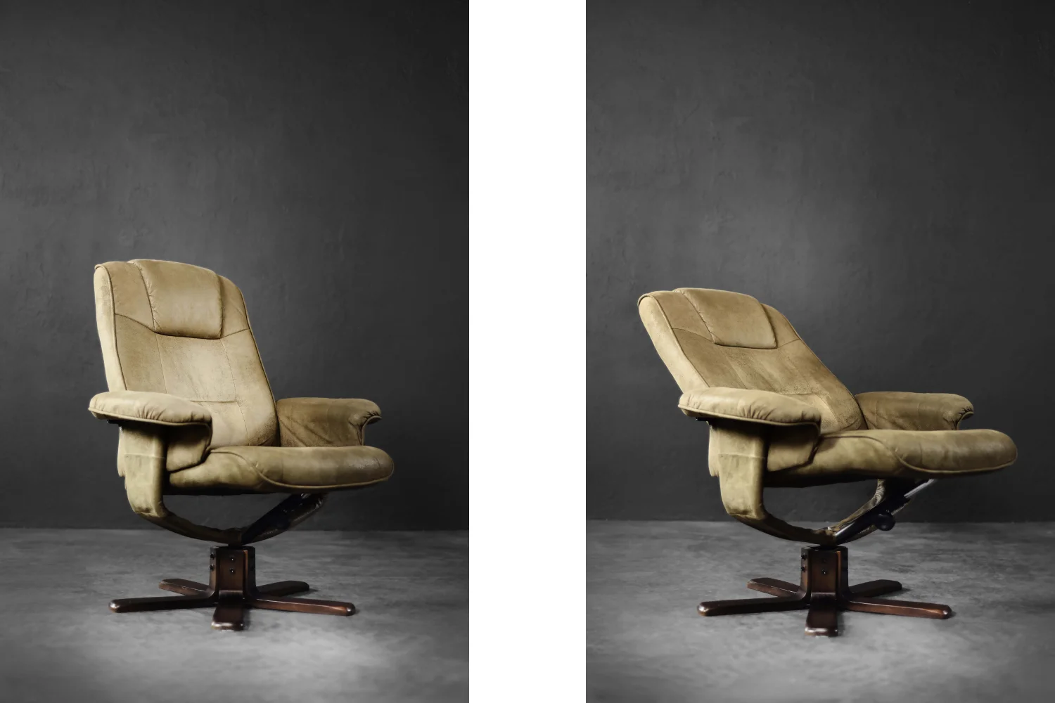 Lounge swivel armchair with footstool, Denmark, 1960s