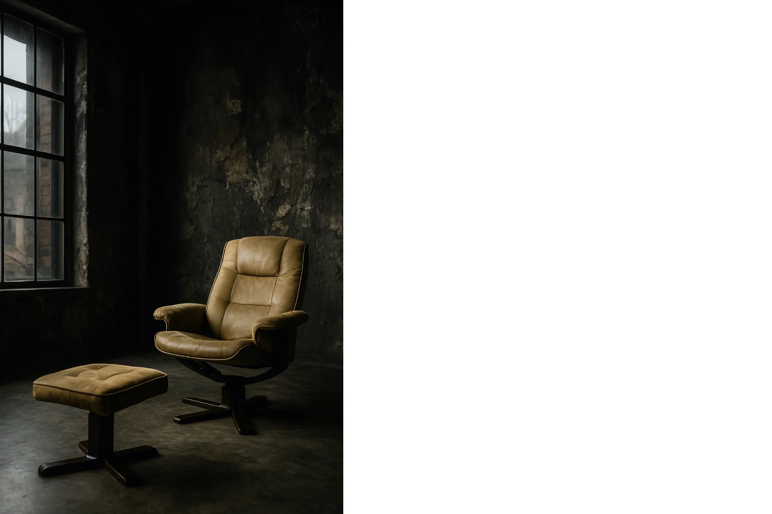 Lounge swivel armchair with footstool, Denmark, 1960s
