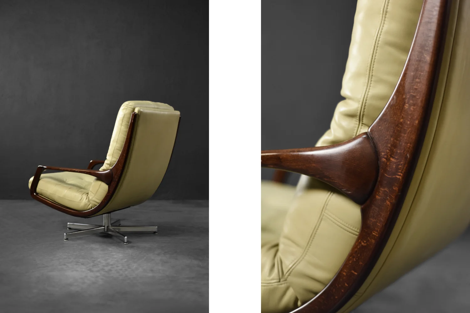 Leather swivel armchair, designed by Eugen Schmidt for Soloform, Germany, 1960s