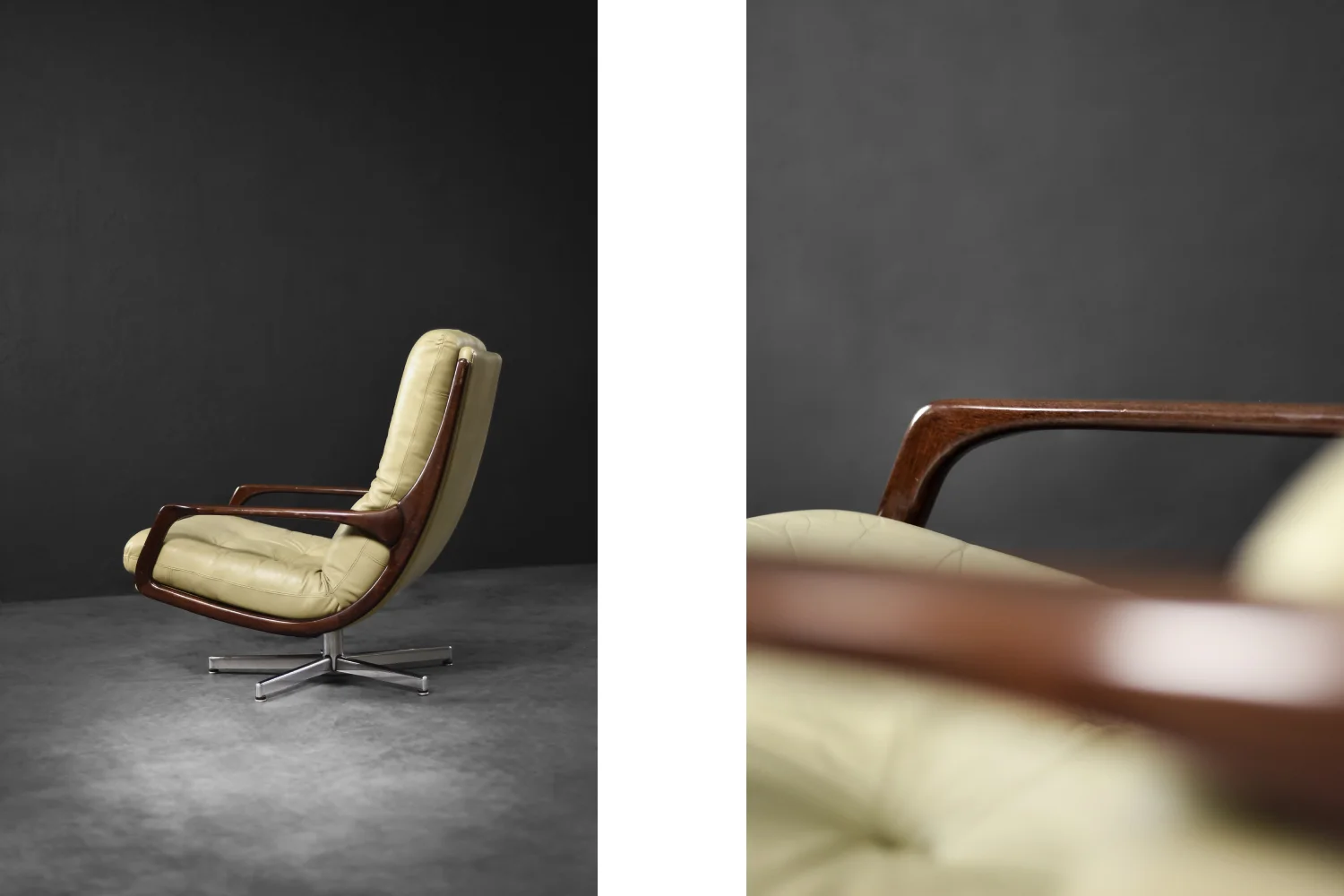 Leather swivel armchair, designed by Eugen Schmidt for Soloform, Germany, 1960s