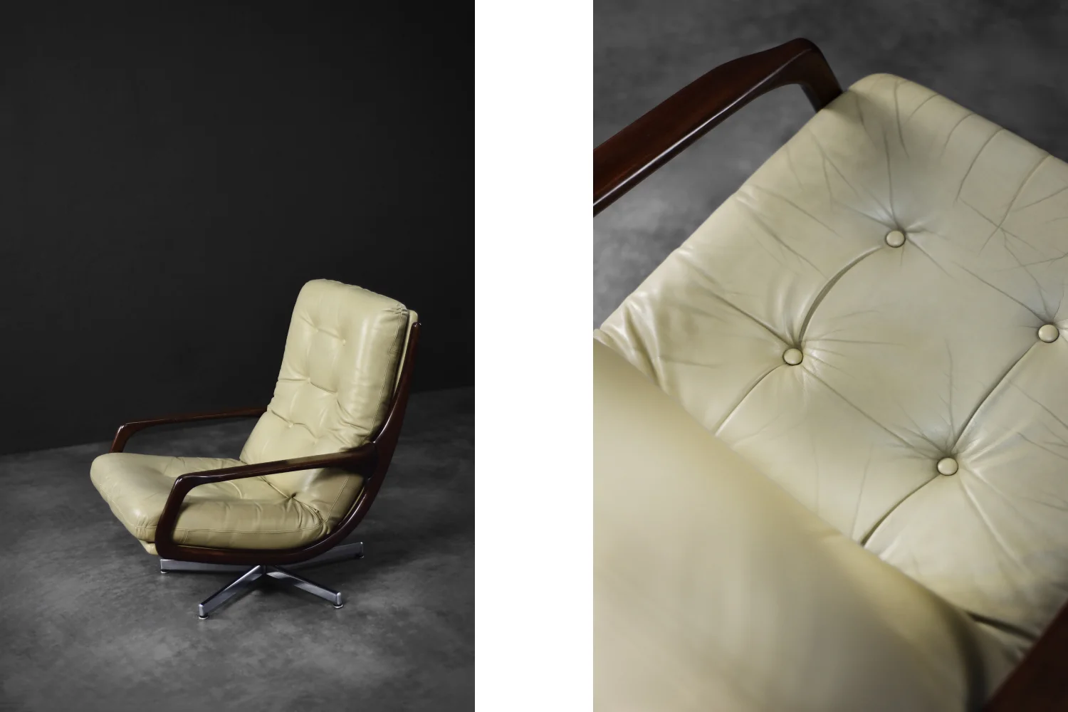 Leather swivel armchair, designed by Eugen Schmidt for Soloform, Germany, 1960s