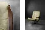Leather swivel armchair, designed by Eugen Schmidt for Soloform, Germany, 1960s