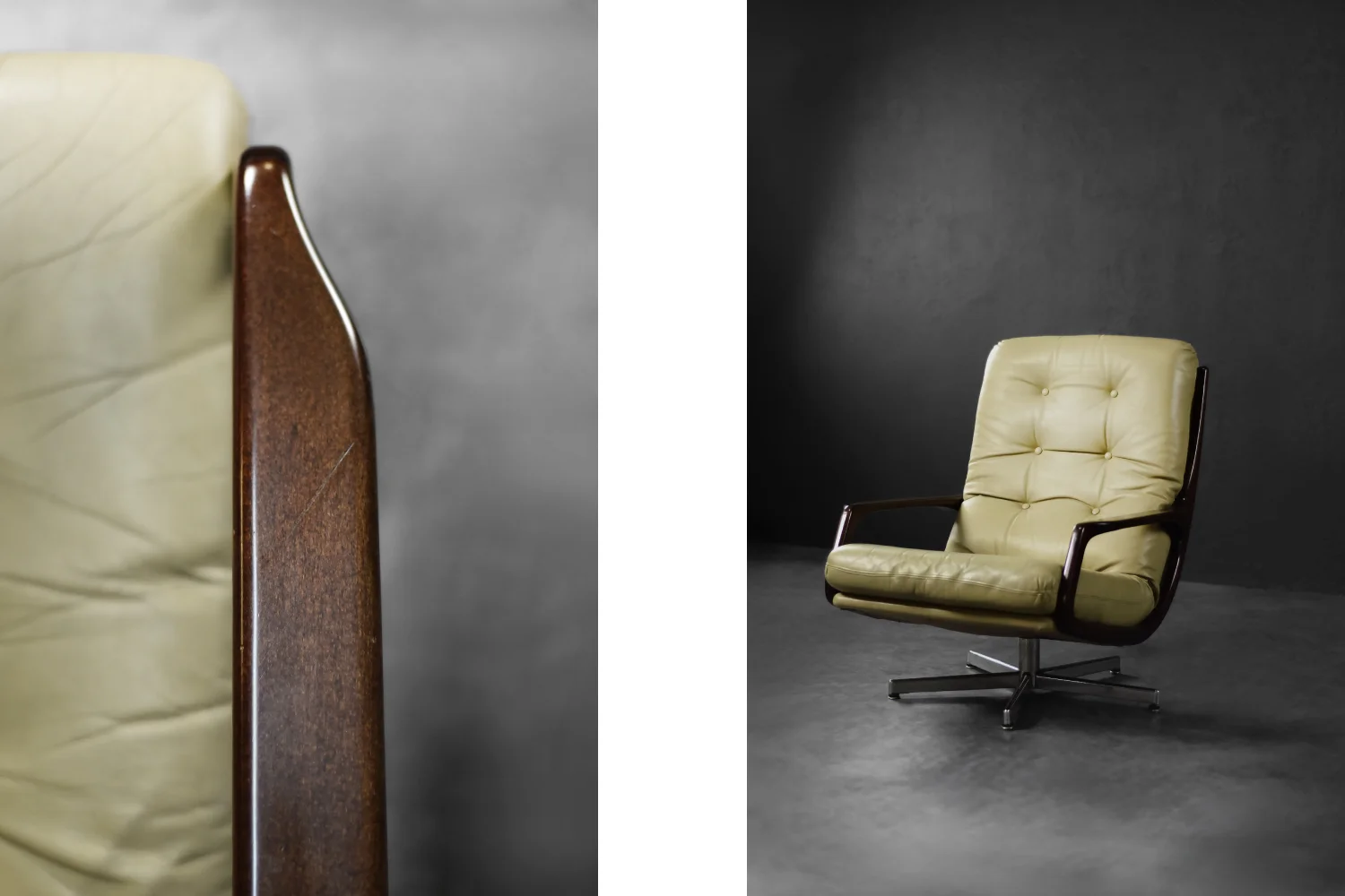 Leather swivel armchair, designed by Eugen Schmidt for Soloform, Germany, 1960s