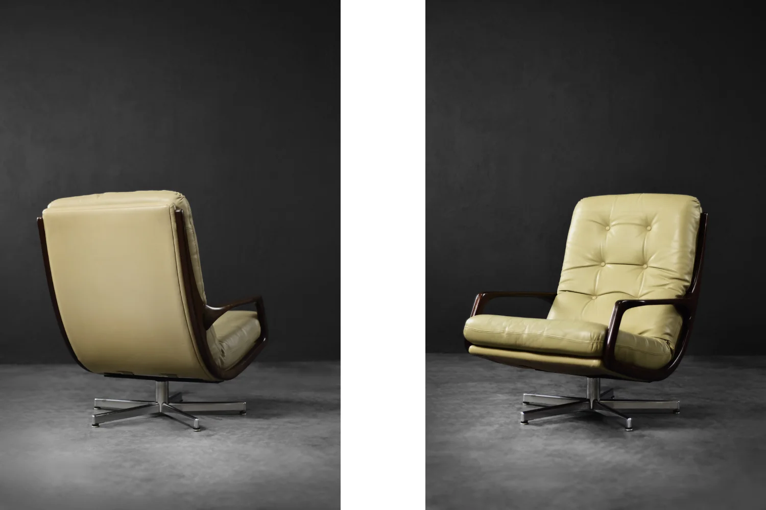 Leather swivel armchair, designed by Eugen Schmidt for Soloform, Germany, 1960s