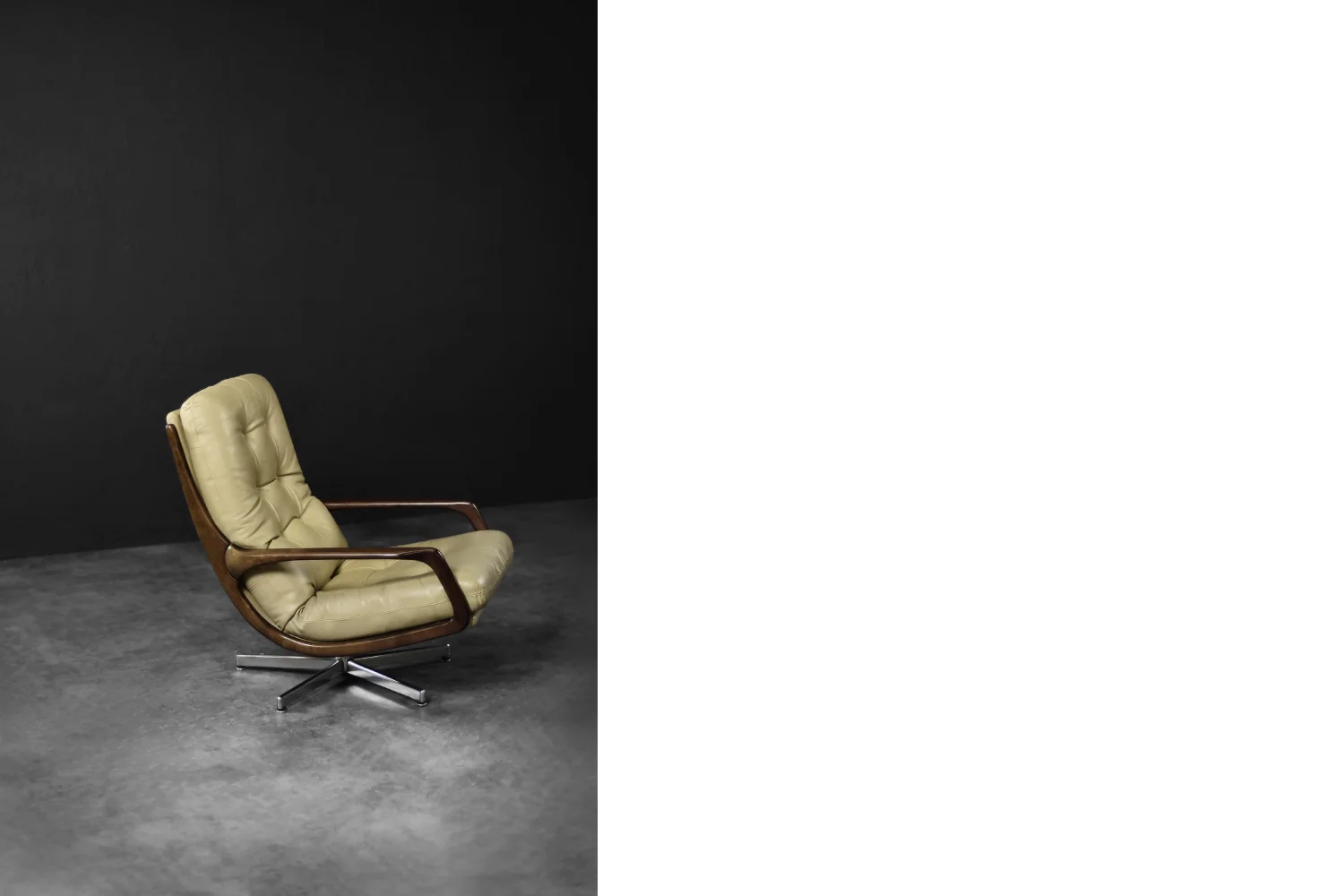 Leather swivel armchair, designed by Eugen Schmidt for Soloform, Germany, 1960s