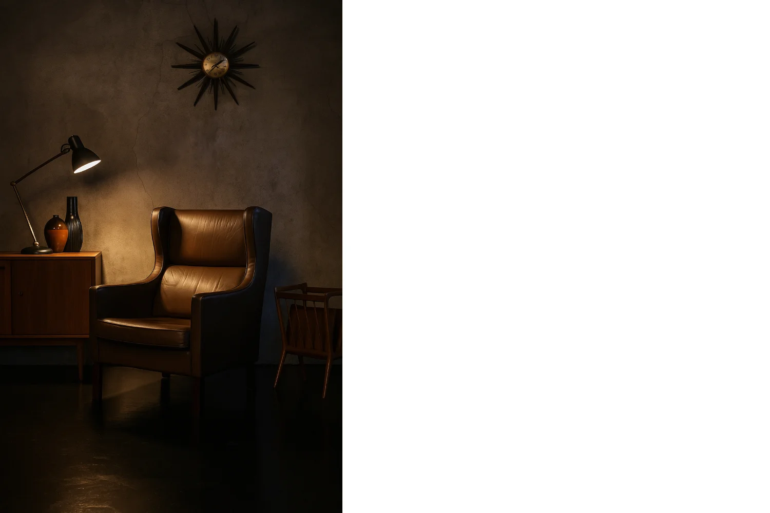Modernist Leather Wing Chair, Denmark, 1960s