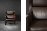 Modernist Leather Wing Chair, Denmark, 1960s