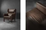Modernist Leather Wing Chair, Denmark, 1960s