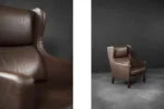 Modernist Leather Wing Chair, Denmark, 1960s