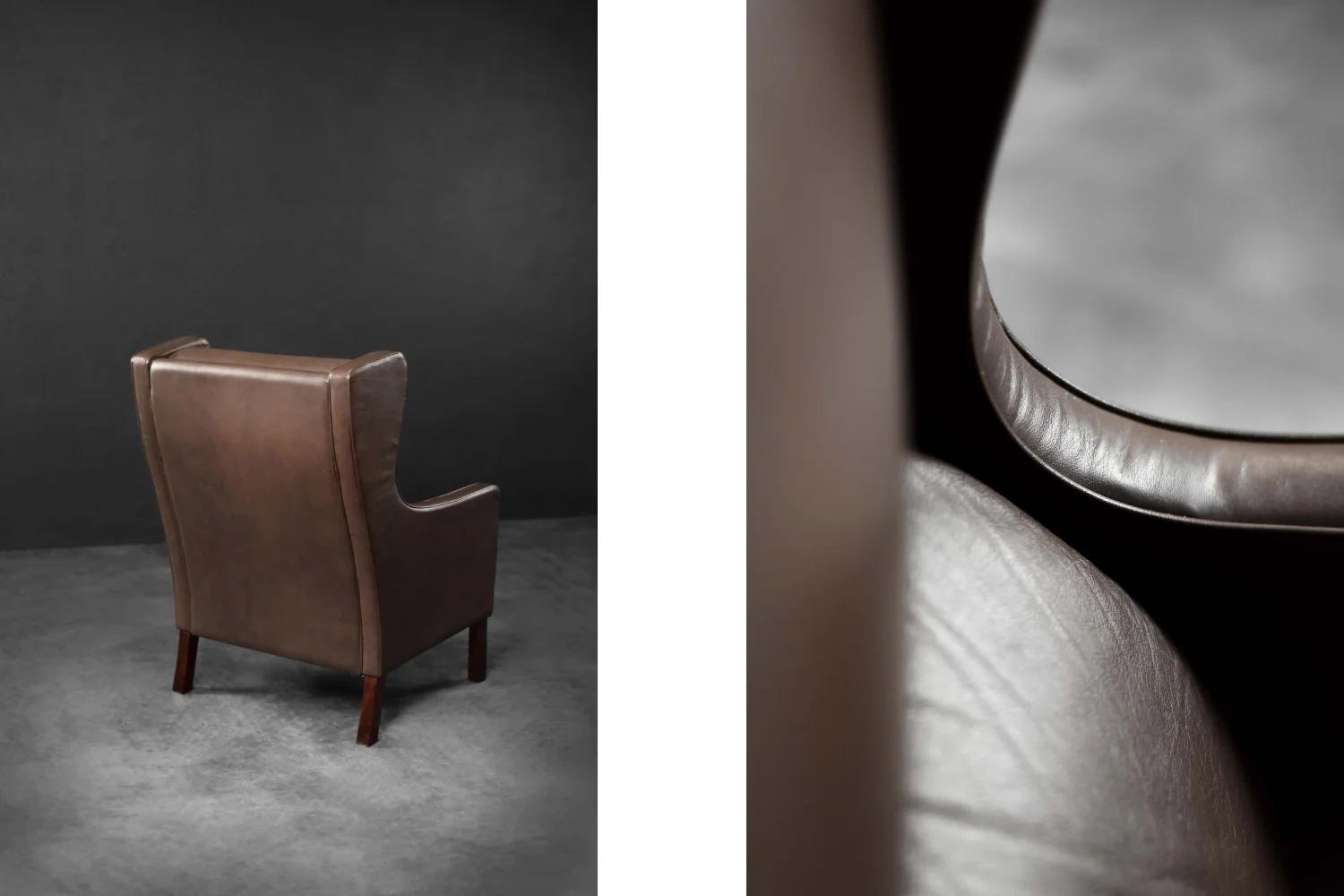 Modernist Leather Wing Chair, Denmark, 1960s