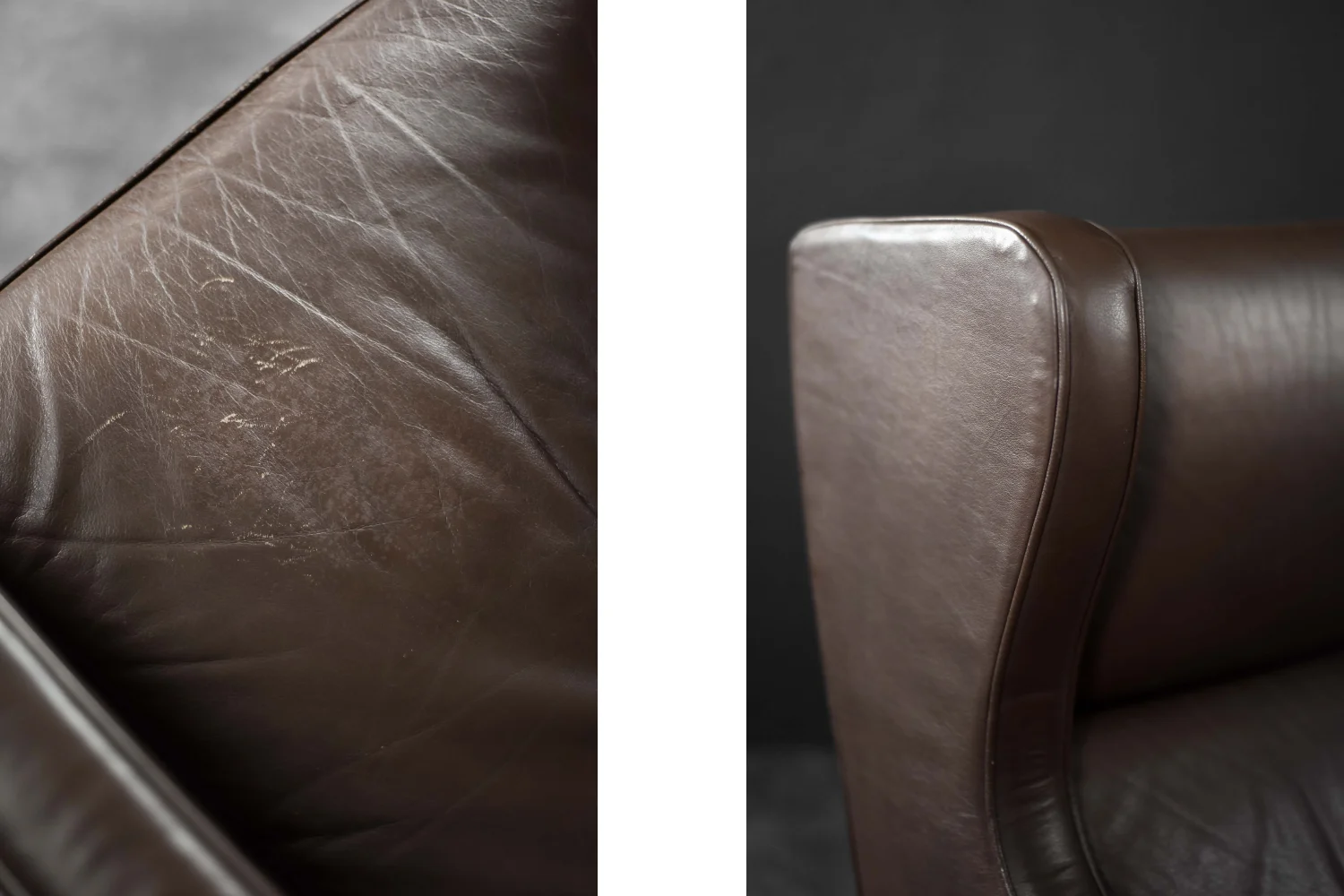 Modernist Leather Wing Chair, Denmark, 1960s