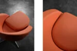 Orange Space Age swivel armchair, Scandinavia, 1960s