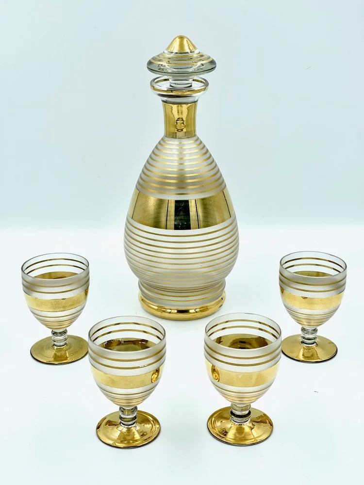 Art Deco Liqueur Set, Bohemia, Czechoslovakia, 1950s