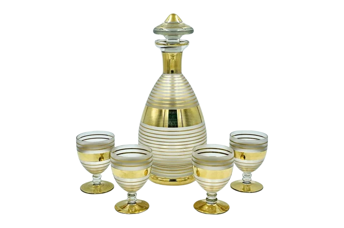 Art Deco Liqueur Set, Bohemia, Czechoslovakia, 1950s