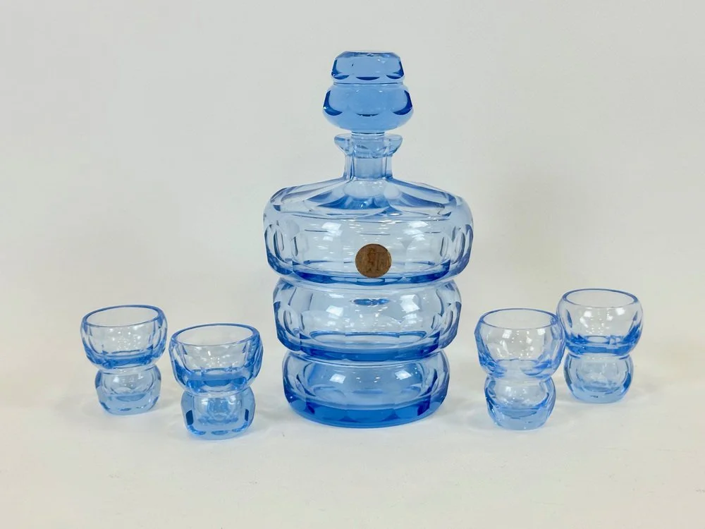 Art Deco Liqueur Set, Moser, Bohemia, Czechoslovakia, 1930s