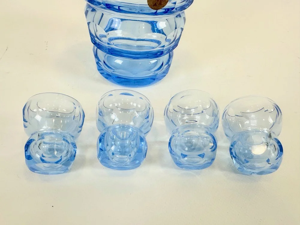 Art Deco Liqueur Set, Moser, Bohemia, Czechoslovakia, 1930s