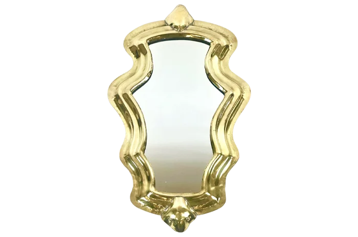 Mirror in a Polished Brass Frame, Antique, 19th Century