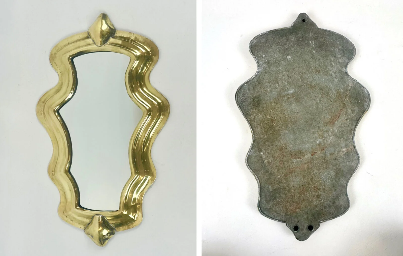 Mirror in a Polished Brass Frame, Antique, 19th Century