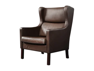 Modernist Leather Wing Chair, Denmark, 1960s