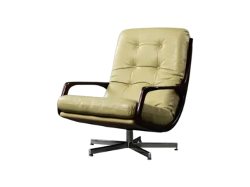 Leather swivel armchair, designed by Eugen Schmidt for Soloform, Germany, 1960s