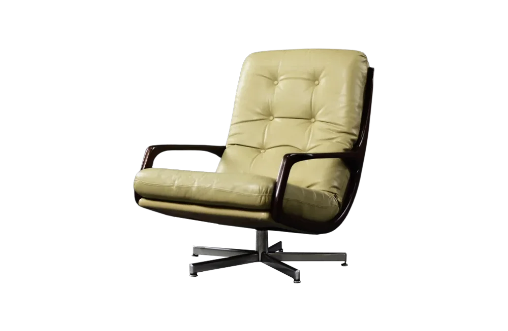 Leather swivel armchair, designed by Eugen Schmidt for Soloform, Germany, 1960s