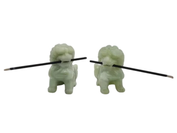 Chińskie figurki Foo Dog z jadeitu, Chiny, XIX wiek