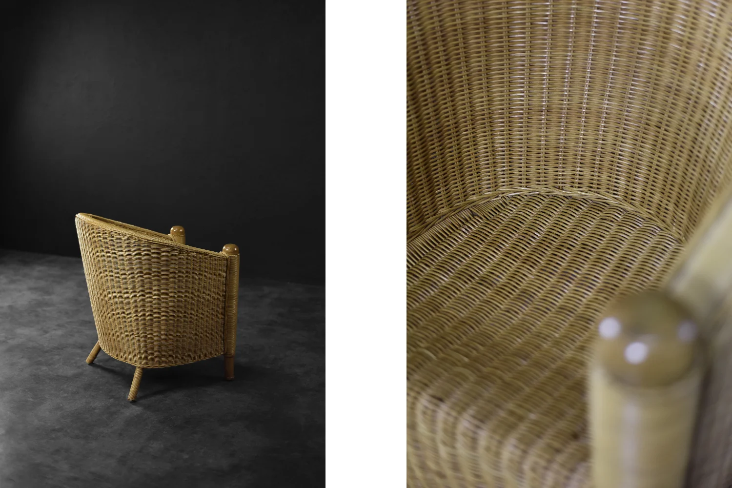 Rattan Barrel Chair in Boho style, Italy, 1970s