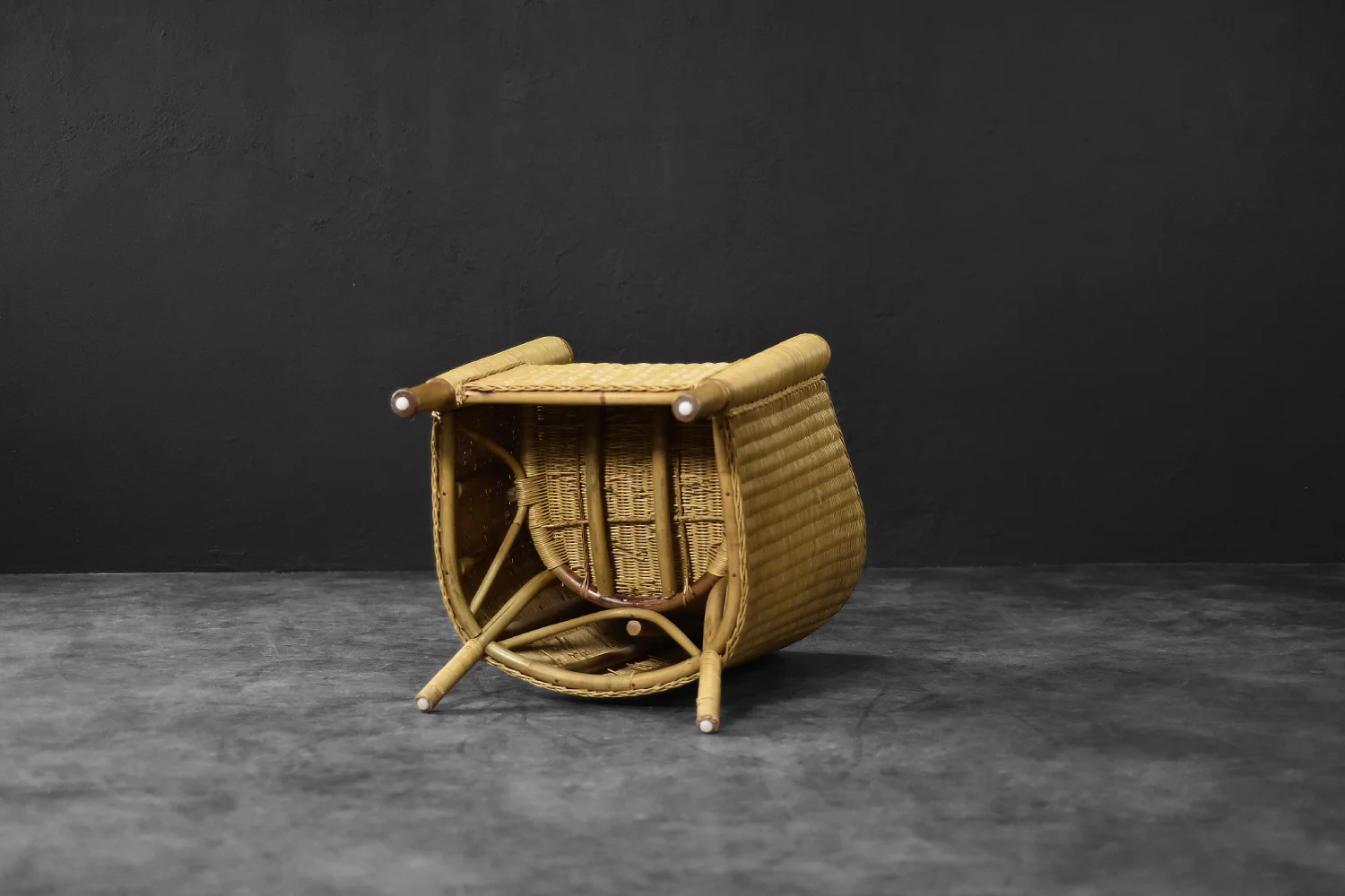 Rattan Barrel Chair in Boho style, Italy, 1970s