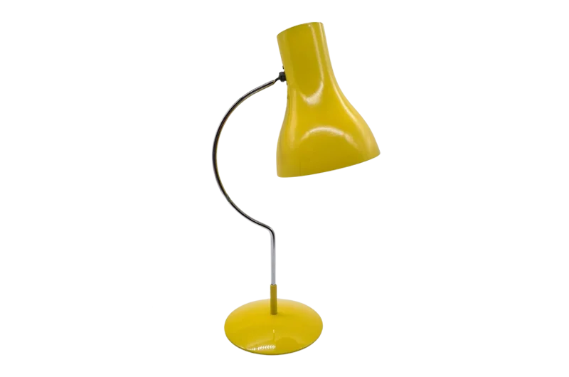 Lampa biurkowa, proj. Josef Hůrka dla Napako, Czechosłowacja, lata 70, żółta lampa vintage