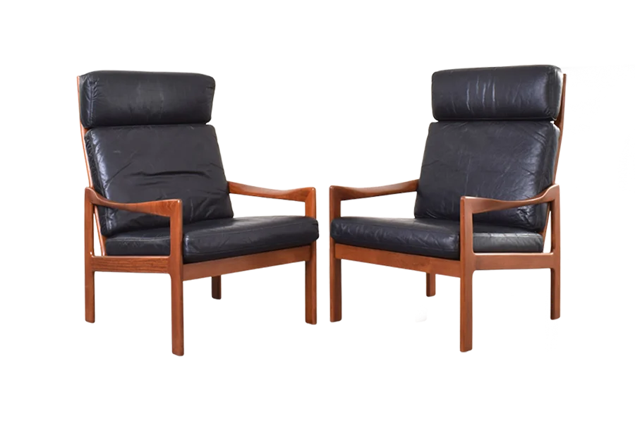 Teak lounge chairs designed by Illum Wikkelsø for Niels Eilersen, 1960s