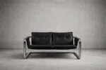 Brutalist leather sofa, 1950s