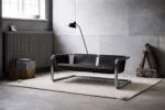 Brutalist leather sofa, 1950s