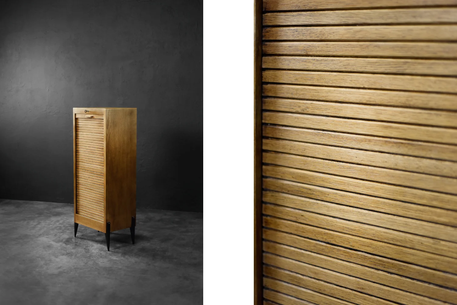 Industrial Tambour Cabinet with Multiple Drawers, Denmark, 1950s