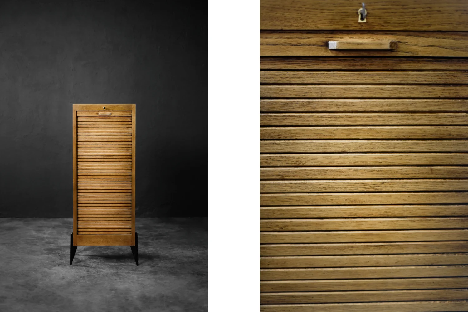 Industrial Tambour Cabinet with Multiple Drawers, Denmark, 1950s