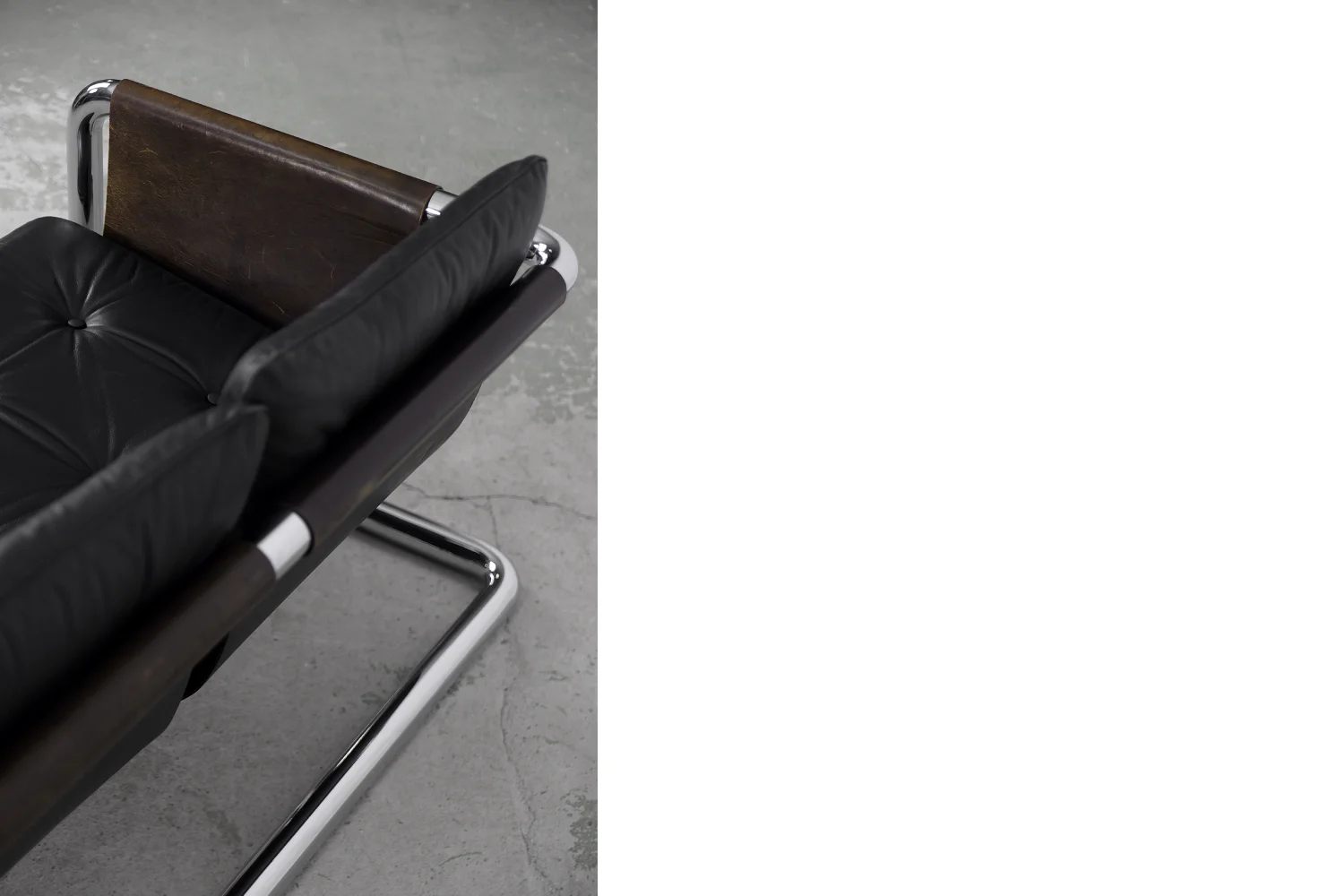Brutalist leather sofa, 1950s