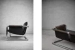 Brutalist leather sofa, 1950s