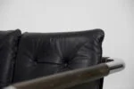 Brutalist leather sofa, 1950s