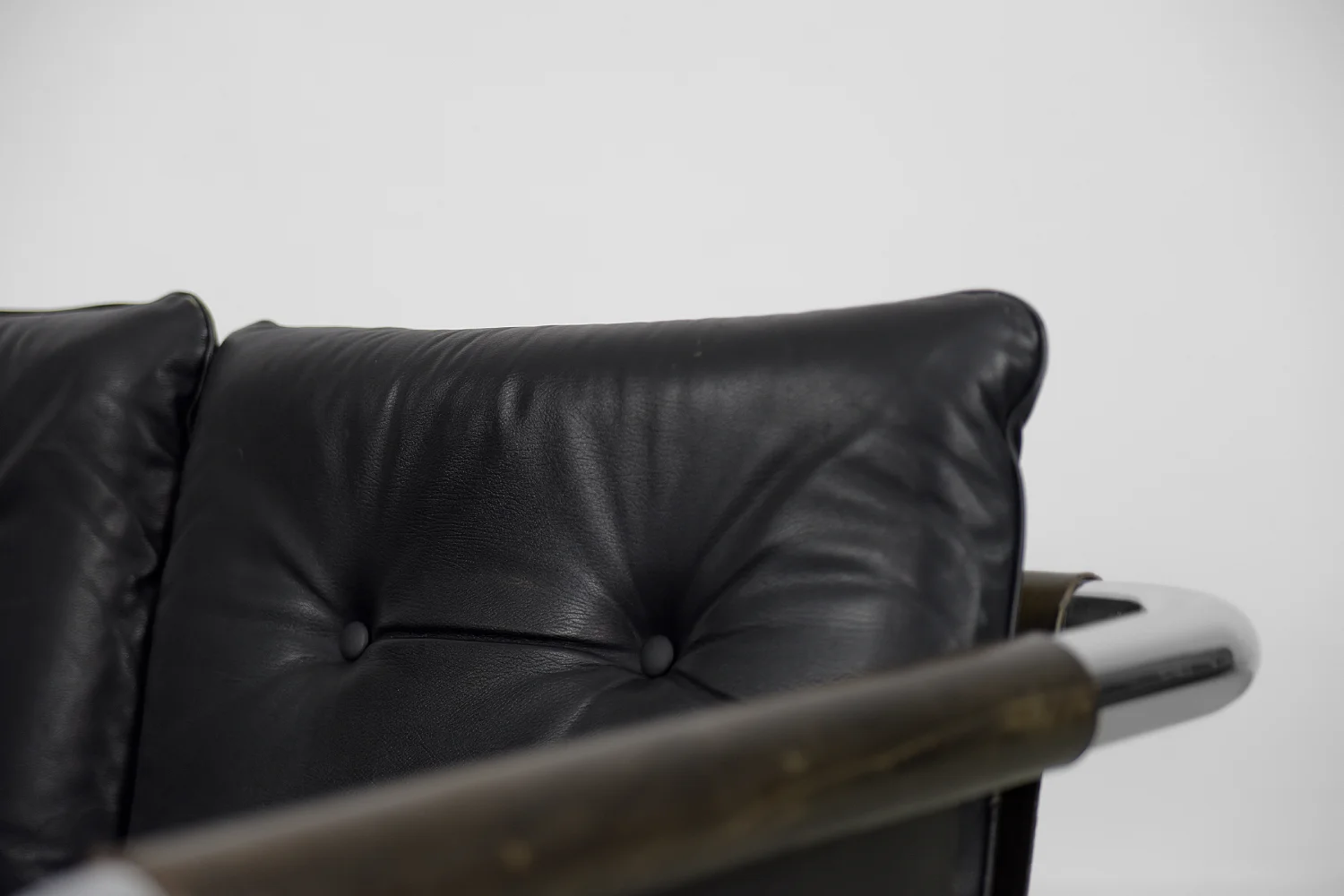 Brutalist leather sofa, 1950s