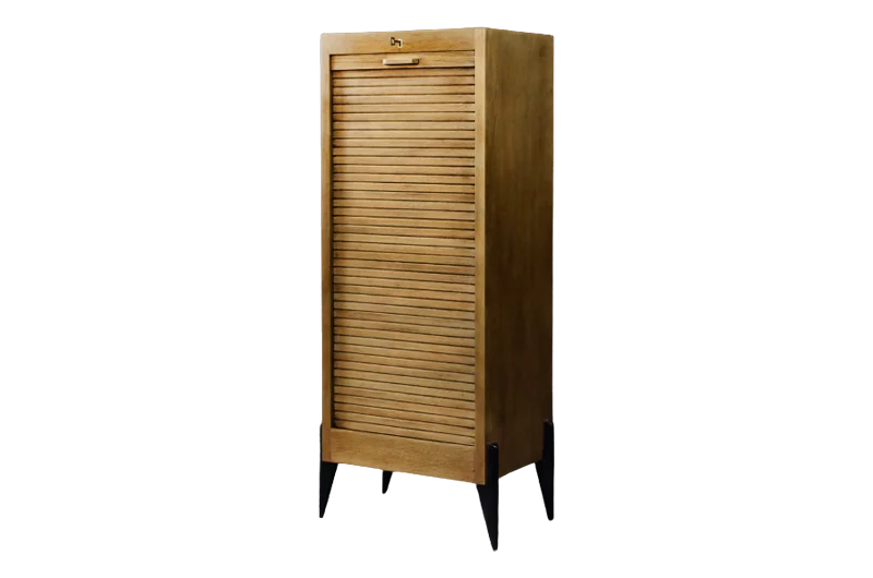 Industrial Tambour Cabinet with Multiple Drawers, Denmark, 1950s