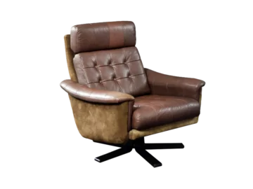 Vintage leather lounge chair, Lystager Industri, Denmark, 1970s