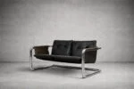 Brutalist leather sofa, 1950s