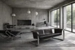 Brutalist leather sofa, 1950s