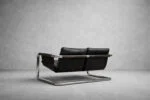 Brutalist leather sofa, 1950s
