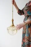 Glass vintage lamp, Doria, Germany, 1970s