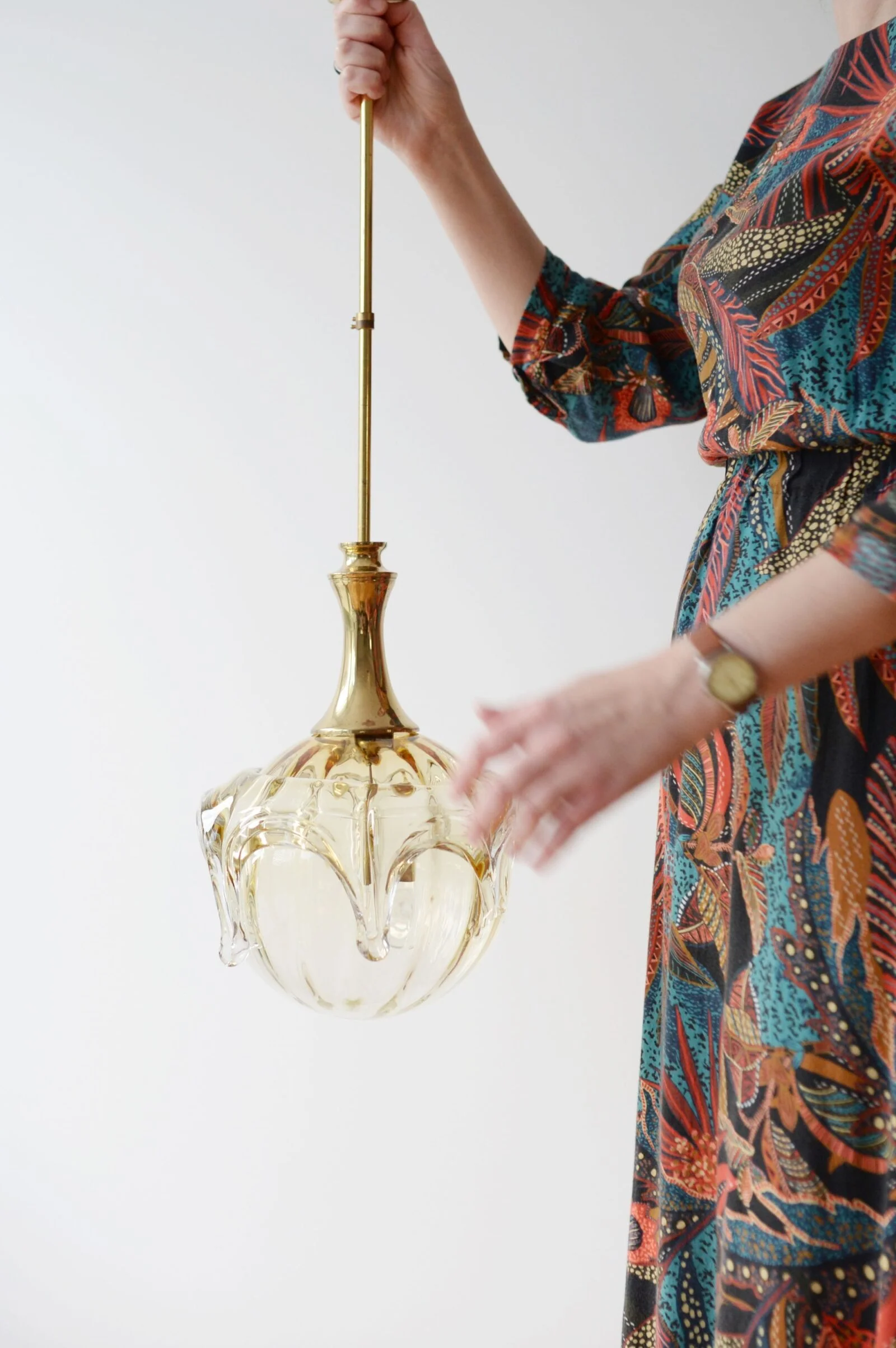 Glass vintage lamp, Doria, Germany, 1970s