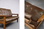 Skórzana sofa trzyosobowa, proj. Georg Thams dla A/S Vejen Polstermøbelfabrik, Dania, lata 60