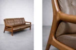 Skórzana sofa trzyosobowa, proj. Georg Thams dla A/S Vejen Polstermøbelfabrik, Dania, lata 60